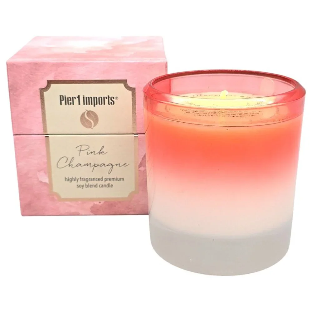 Pier 1 Imports Pink Champagne Soy Blend‎ Candle 8oz Strawberry & Citrus Gift Box